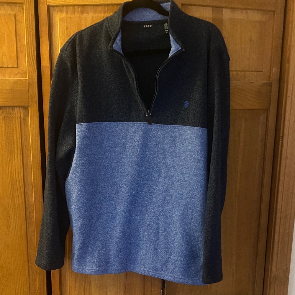 Izod Men's Two-Tone Zip-Up Sweater